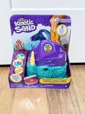 Kinetic Sand Mermaid Crystal Playset With Shimmer Sand Hidden Treasures & Moldab